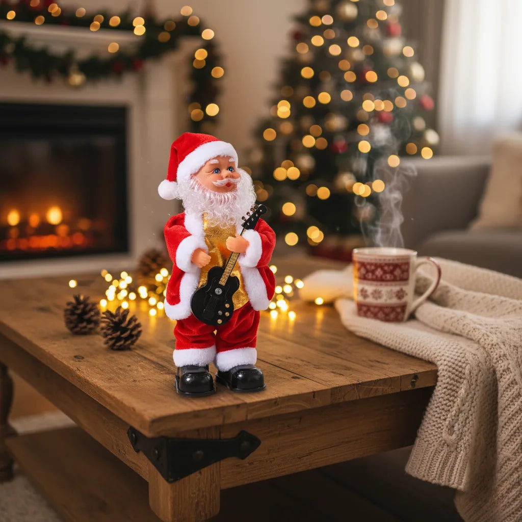 Velaflare™ Electric Hip-Shaking Guitar Santa Claus – Animated Musical Christmas Décor