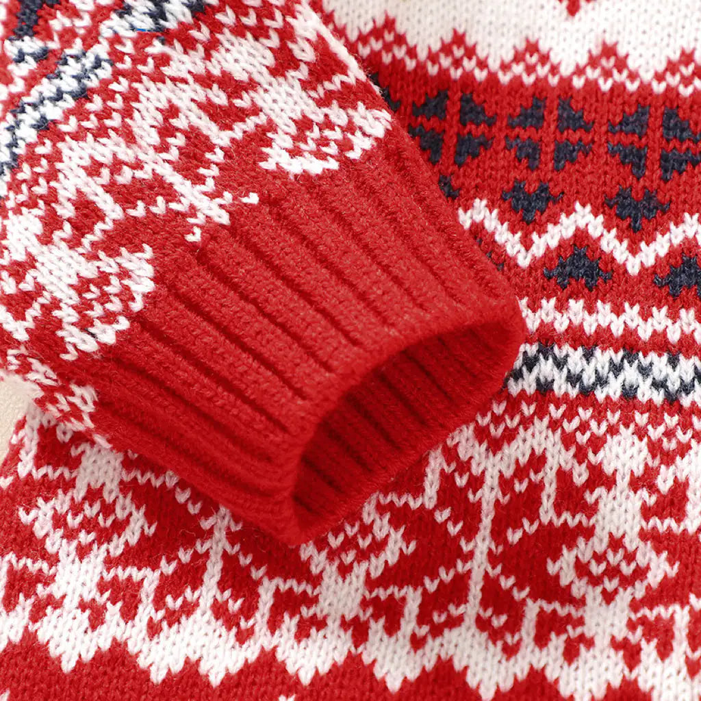 Macro shot of sleeve or seam showing knit quality.