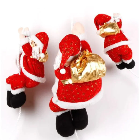 Velaflare rope-climbing Santa Claus with gift sack climbing rope decoration.